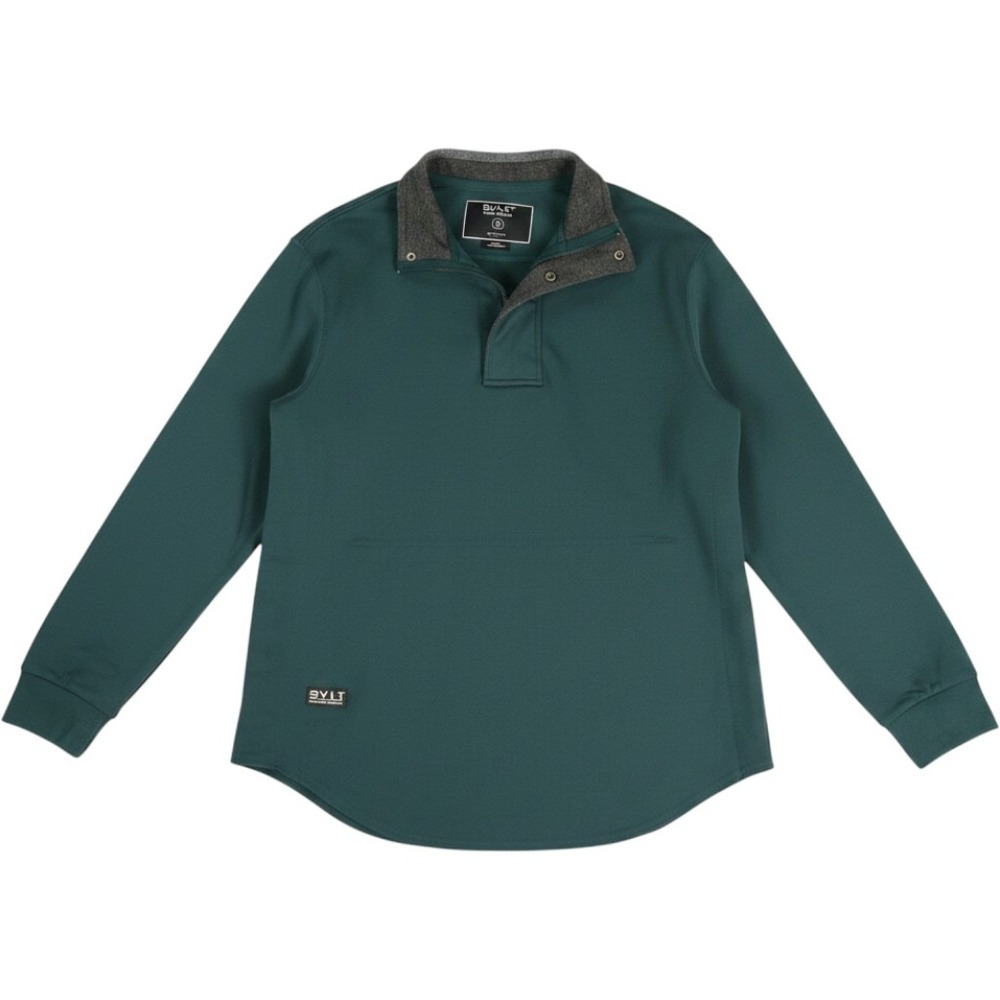 BYLT Premium Basics Men's Small Forest Green Quarter Zip Pullover Snap Neck
